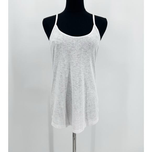 Athleta Tank White Gray Stripe Adjustable Tank Lightweight Activewear Womens  S - Picture 3 of 11